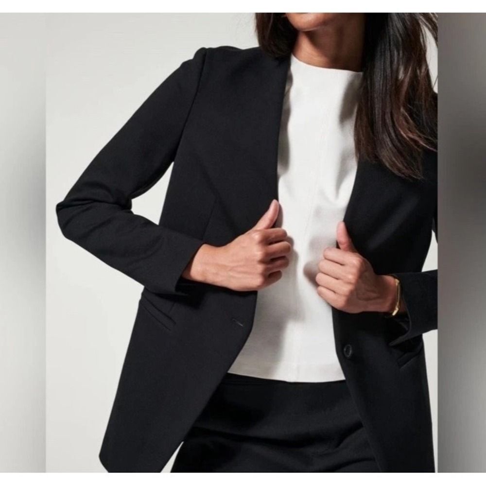 Spanx The Perfect Oversized Blazer Womens 3X Black Collarless Ponte 20384R